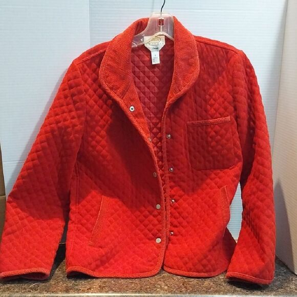 Talbots Jackets & Blazers - Talbots Red Quilted Teddy Jacket